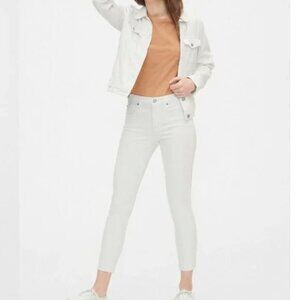NWT Gap Denim True Skinny High Rise Casual Chic‎ Raw Hem Ankle Jeans in White